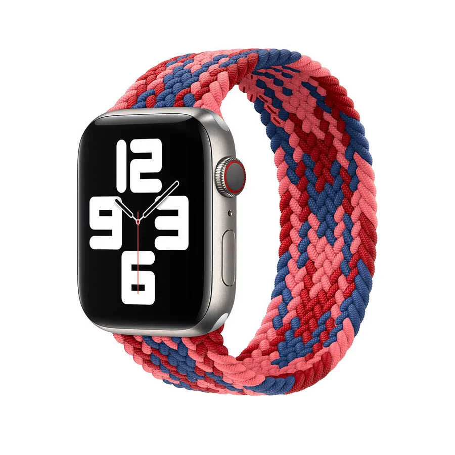 Wiwu Watch 49/46/45/44 Mm Braided Loop 155mm Strap - Pink+Red+Dark Blue - Tashqila Wiwu Watch 49/46/45/44 Mm Braided Loop 155mm Strap - Pink+Red+Dark Blue - Tashqila